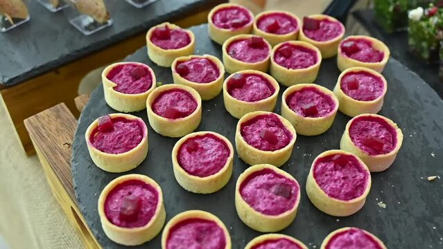 Mini beetroot Hummus tart, Arabic mini bites savoury