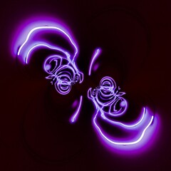 neon glowin g purple cyclone symmetric cute doodle cartoon character