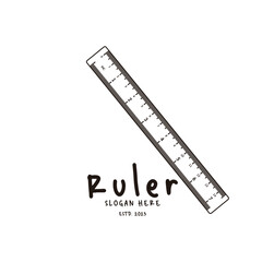 Ruler Icon Vintage Simple Line Art