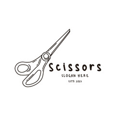 Scissors Icon Vintage Simple Line Art