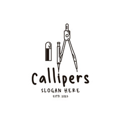 Callipers Icon Vintage Simple Line Art