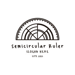 Semicircular Ruler Icon Vintage Simple Line Art