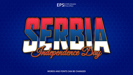 serbia editable text effect with serbia flag pattern suitable for poster design about holiday, Feast day or serbia independence day moment