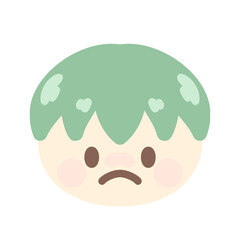 グリーンヘアスタイルな男の子不機嫌☆PNG