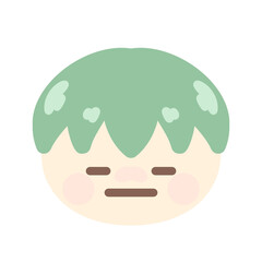 グリーンヘアスタイルな男の子無言☆PNG