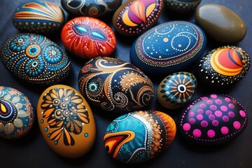 Collection of painted smooth river stones