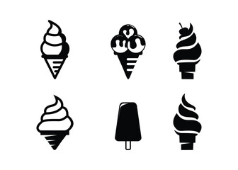 ice cream icon set black and white