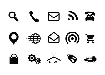 icons set black and white