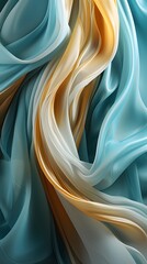 Pastel colored silk scarves, abstract background with waves