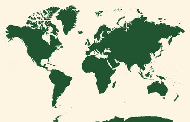 Fototapeta premium ナチュラルな世界地図、六大陸、大西洋