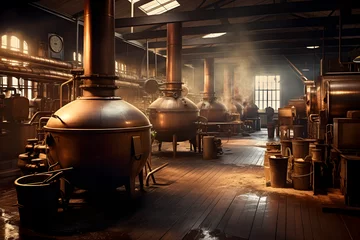 Foto op Plexiglas traditional whiskey distillery with copper stills © sam