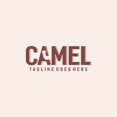 Desert camel logo vector design template