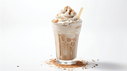 Milkshake au Café, focus en gros plan avec fond uni