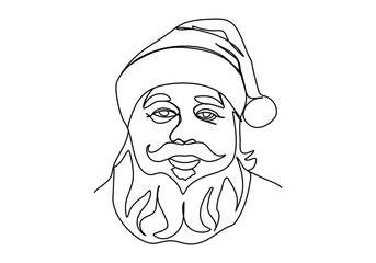 Santa Claus one line drawing vector illustration.