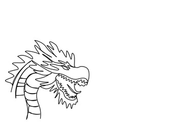 Dragon one line drawing vector illustration.