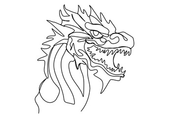 Dragon one line drawing vector illustration.