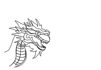 Dragon one line drawing vector illustration.