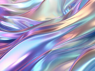 Holographic foil neon wave abstract background. Wallpaper hologram gradient shape