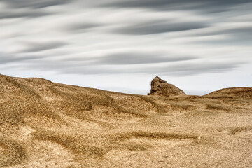 yardang landforms with long exposure sky