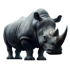 Isolated Rhino animal on a transparent background, PNG Format