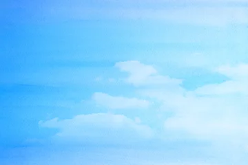 Deurstickers 青空と雲　水彩タッチの抽象的な背景、抽象的背景、日本の伝統美、日本文化　 © imagefuji