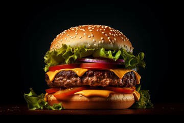 a burger on a plain background. Generative AI