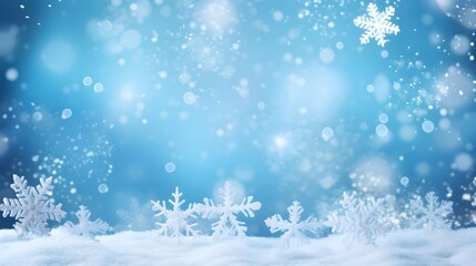 Naklejka premium Snowflake background. Close up of winter snow. Christmas background. Copy space for text. Generative AI.