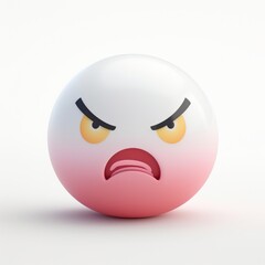 Angry emotion expression by emoji ball 3d sphere rendered. Pastel colors
