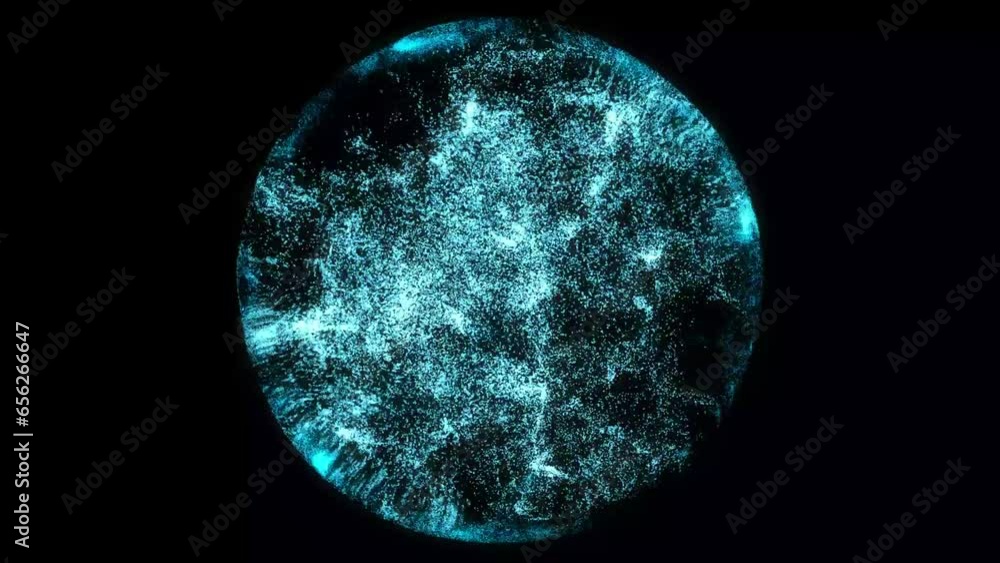 Wall mural abstract background 3d animation shiny particles sparks light and energy waves outburst and transfor