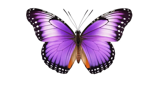 purple butterfly with spread wings isolated on a transparent background