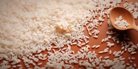 Dry white rice ,copy space ,Generative AI.