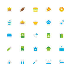 Restaurant Flat 2D Icon Collection with Editable Stroke and Pixel Perfection