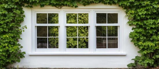 UK cottage with wooden windows and sill