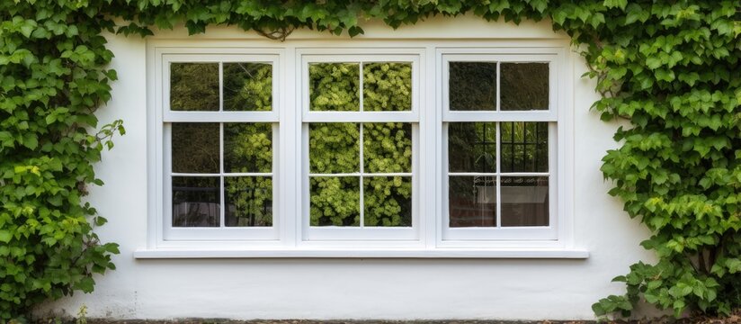 UK cottage with wooden windows and sill