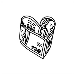 heart shaped money vector illustration