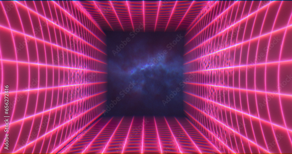 Poster abstract red energy grid swirling tunnel of lines in the top and bottom of the screen magical bright