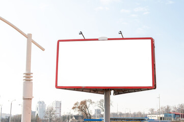 Outdoor billboard mockup, outdoor outdoor advertising poster. With clipping path on screen.
