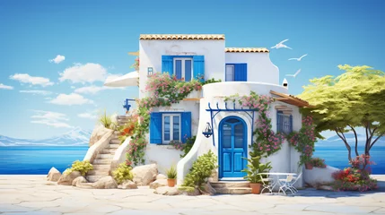 Acrylic prints Mediterranean Europe Traditional mediterranean white house