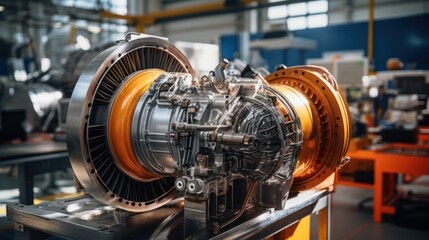 Fototapeta premium aircraft technician is repairing a turbine telephoto lens daylight