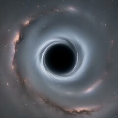 An image of a supermassive black hole at the center of a distant galaxy, distorting space around it1