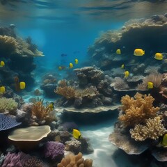 Fototapeta na wymiar A panoramic view of a pristine coral reef with diverse marine life thriving in crystal-clear waters3