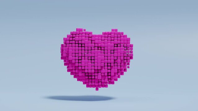 cute pixelated heart emoticon icon animation