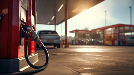 Foto op Aluminium Petrol pump filling fuel nozzle in a gas station © sirisakboakaew