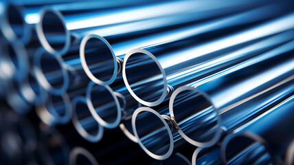 photograph of Metal tubes, Metallic Pipe.generative ai - obrazy, fototapety, plakaty