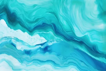 Rolgordijnen Teal and blue watercolor background paisley texture, in the style of minimalist abstract, stripes painting, cellular formations, close-up, futuristic organic, jagged edges, minimalist backgrounds. © SAHANAZ
