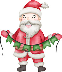 Santa Claus Holding Christmas Garland