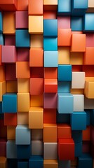 Wallpaper of a Playful Arrangement of Colorful Rectangles, Generative AI