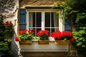 Fototapeta na wymiar window with flowers