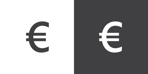 Euro currency Icon. Professional currency exchage icon, Simple design of the most popular currency symbol, Money and currency exchange in flat icons set isolated on BnW background, vector design.