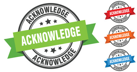 Fototapeta premium acknowledge stamp. round band sign set. label